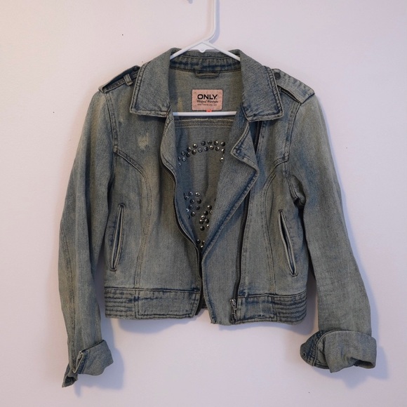 Poison Studded Cropped Denim Jacket - Picture 2 of 8